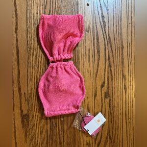 Shade & Shore Pink Textured Bandeau Bikini Top